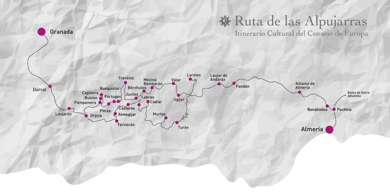 maridaje-ruta-alpujarras-mariadelao Ruta de las Alpujarras - Mapa ilustración con nombres de los pueblos destacados de la ruta